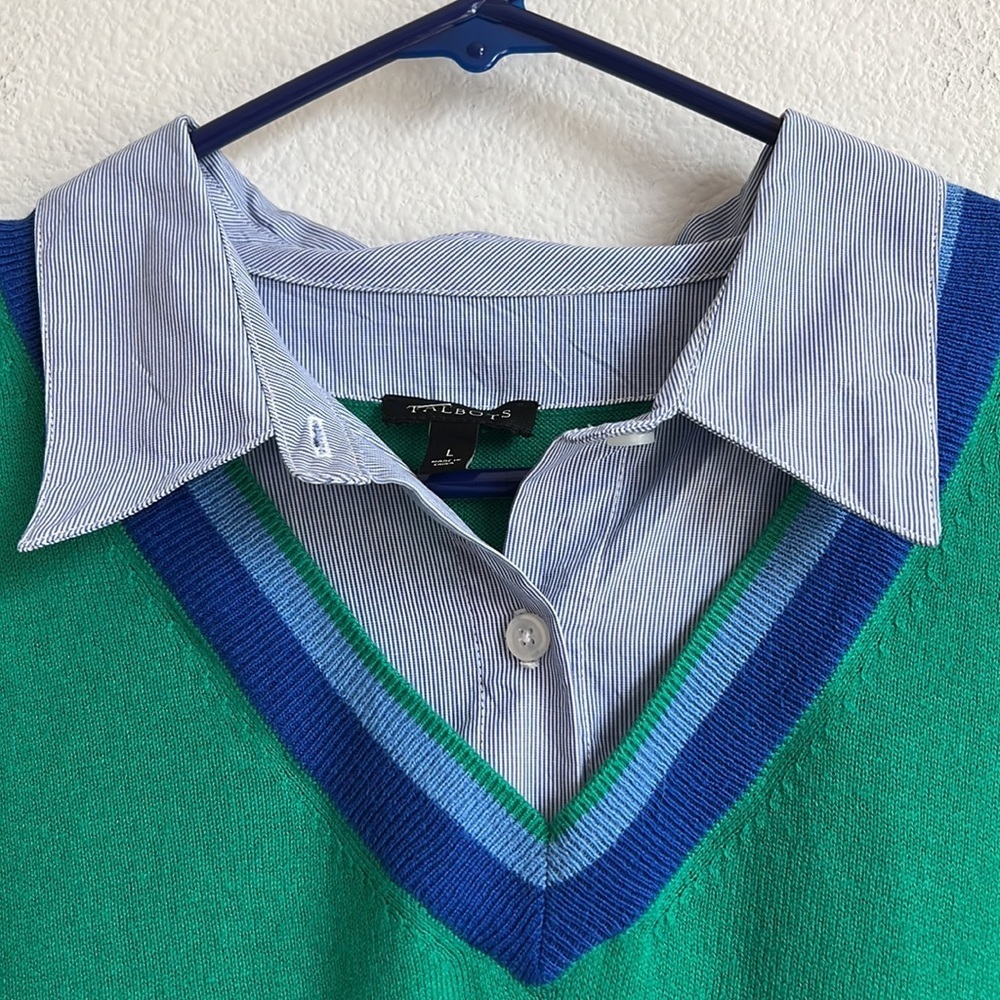 Talbots Green Cashmere Blend Cricket V-Neck Sweater View 6